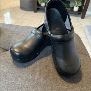 Dansko Black Leather Mules
